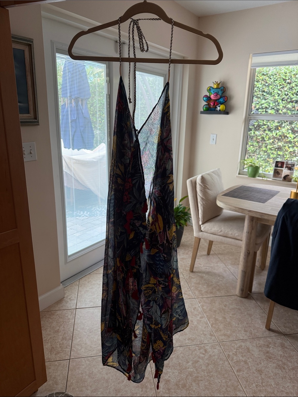 Subtle Luxury Tropical Sheer Swim Cover Up - Black with Multicolor Floral